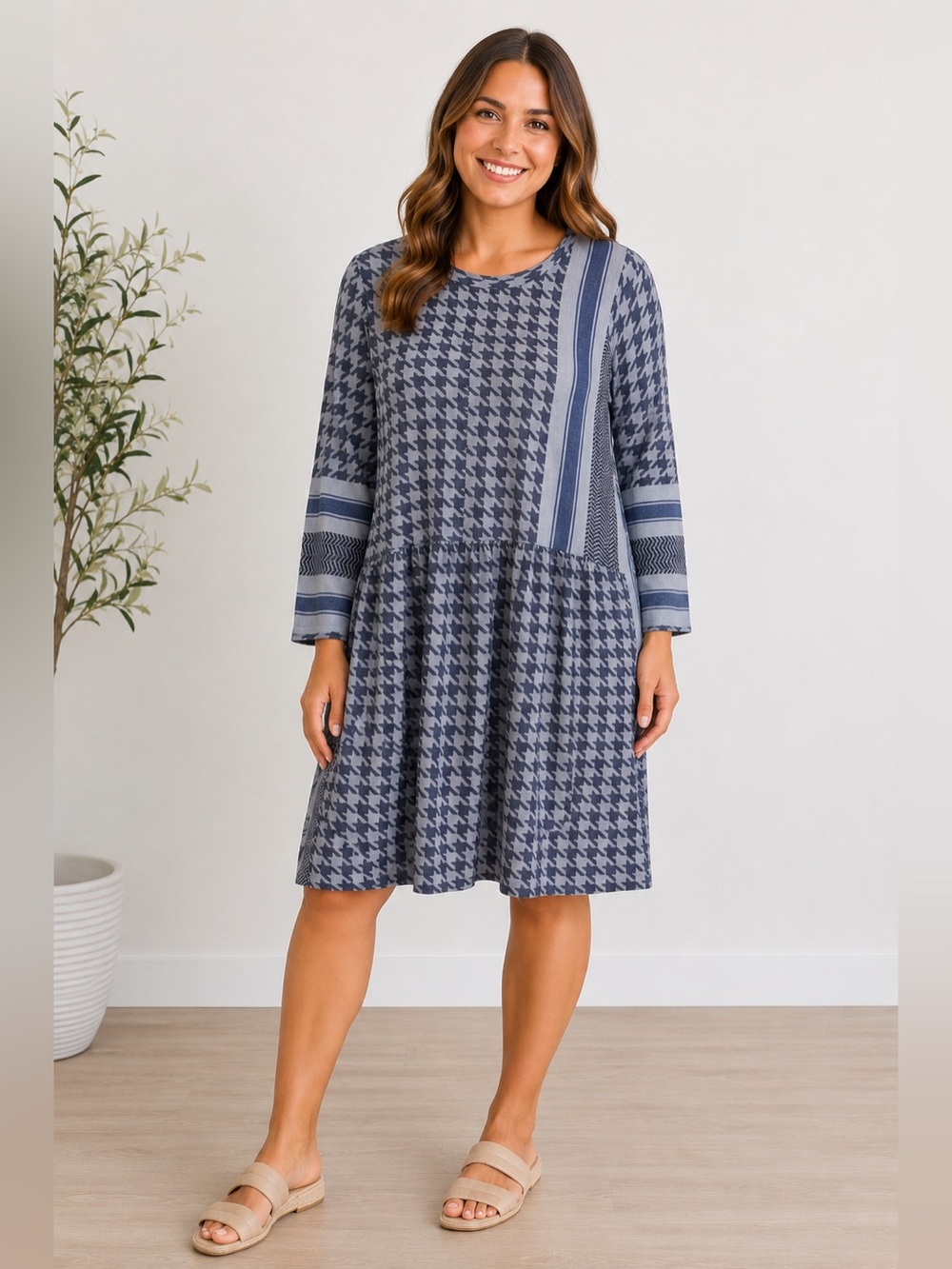 Summery Copenhagen Josefine Long Sleeves Dress NWT Small Doeskin/ Peacot Cotton